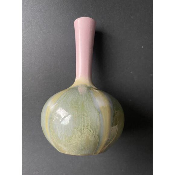 Vintage Handmade Drip Glaze Pottery Bud Vase Deco Artisan Cottagecore Vessel - Picture 5 of 9